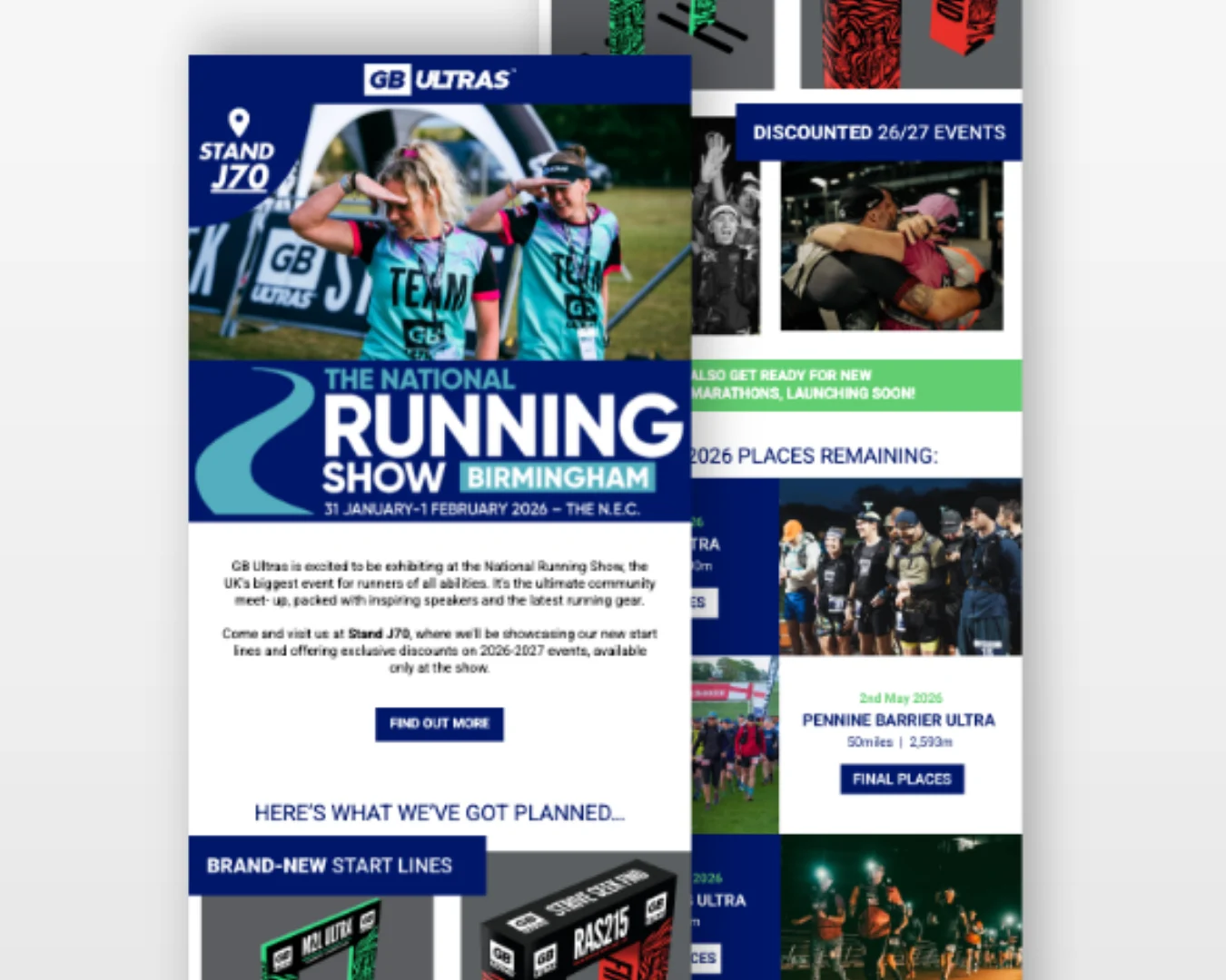 GB Ultras National Running Show marketing email design