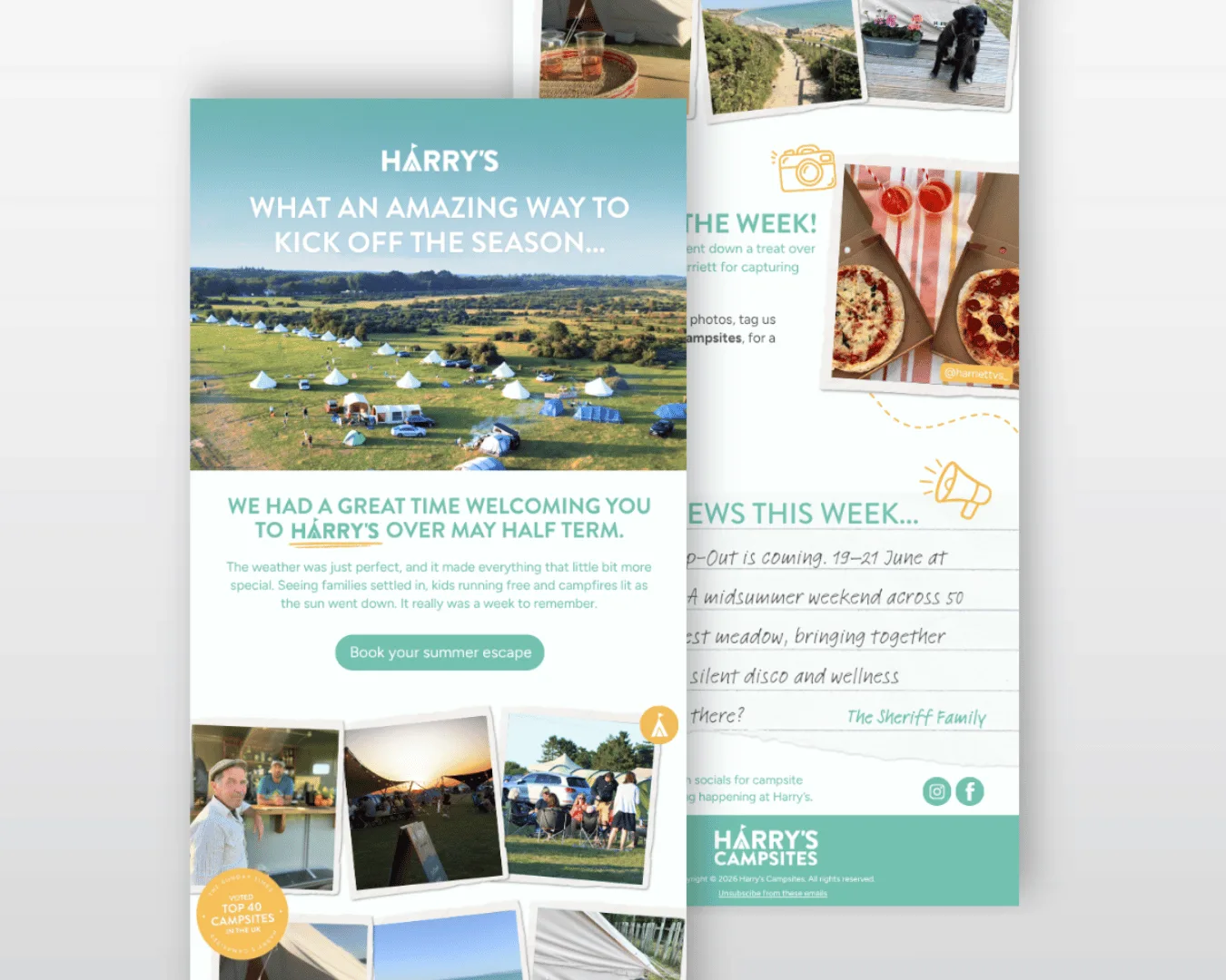 Harry's Campsite May Half Term email design