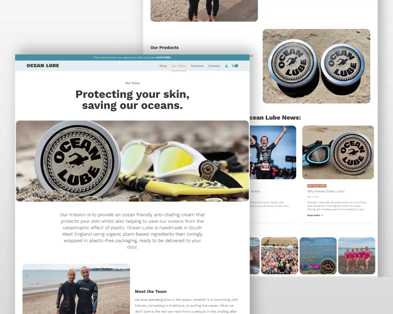 Ocean Lube "Our Story" website page design
